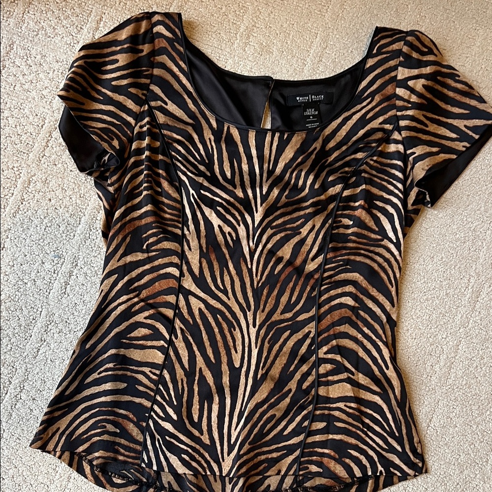White House Black Market Animal Print Blouse - Picture 4 of 9